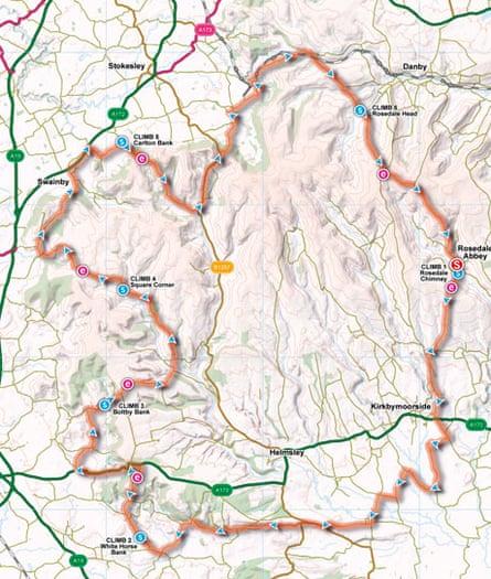 North York Moors map, Great British Bike Rides