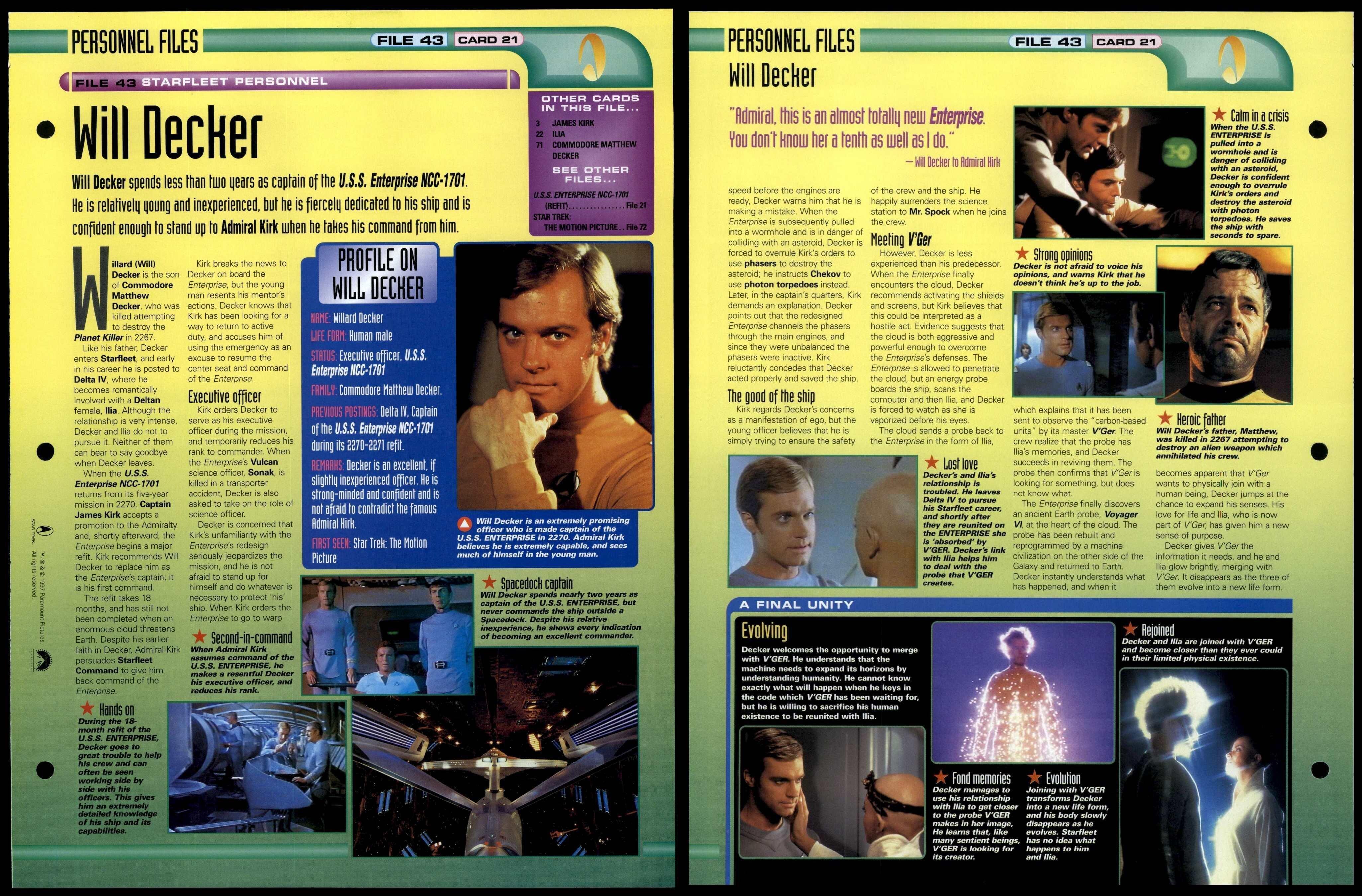 Will Decker - Starfleet Personnel - Star Trek Fact File Page