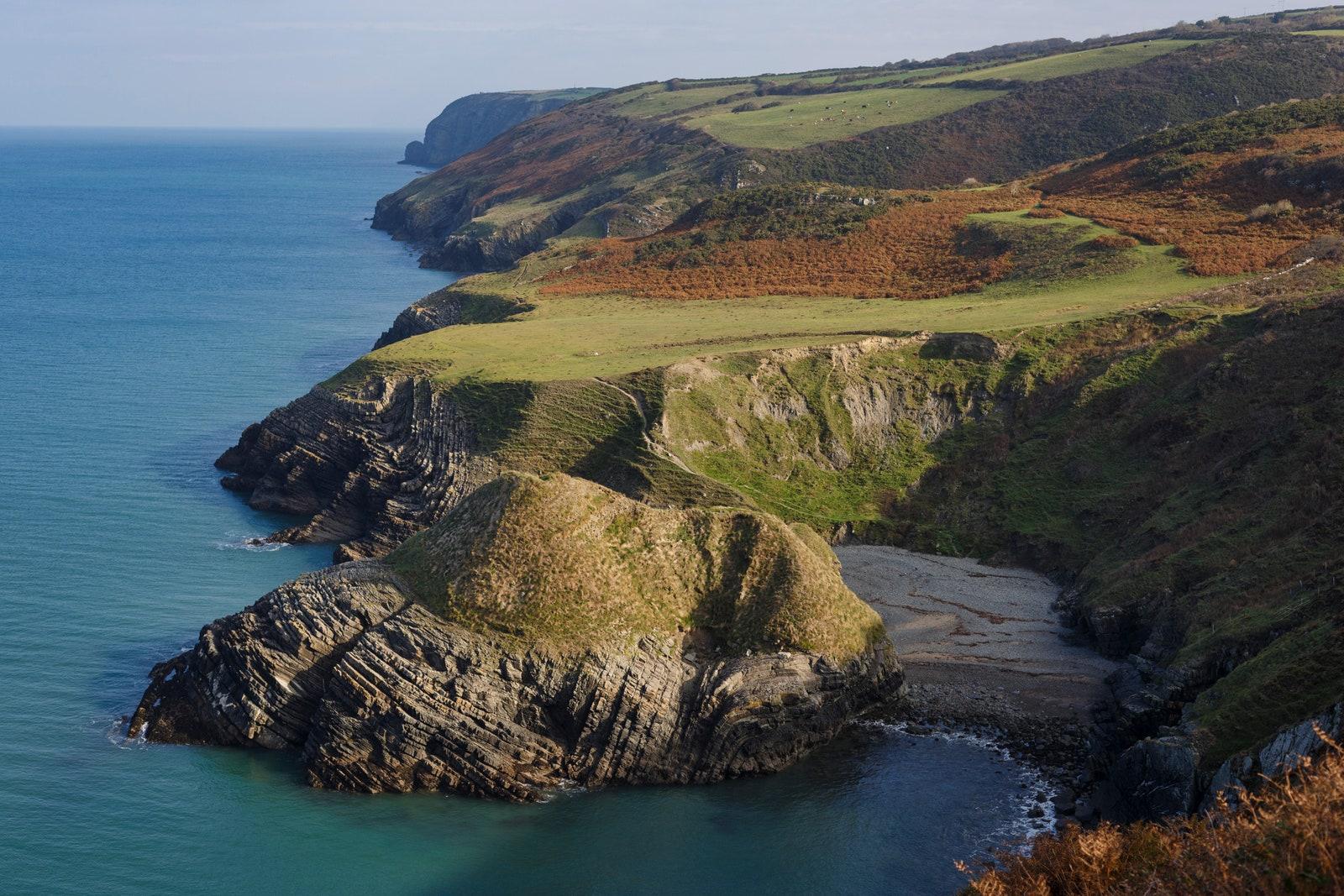 A view of the West Wales coast looking north from the coastal path about a half mile north of Cwmtydu