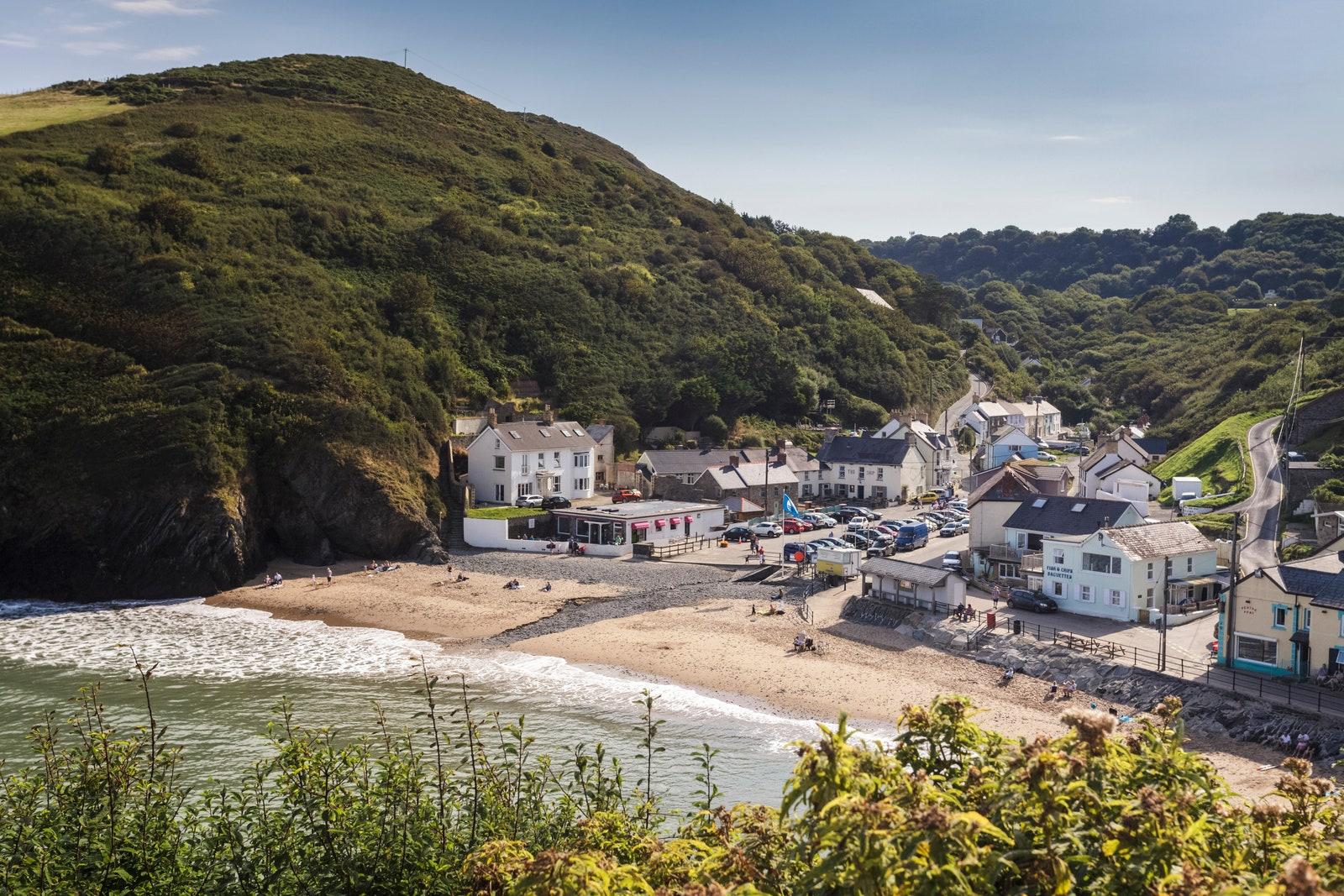 langrannog beach from above Ceredigion in west Wales